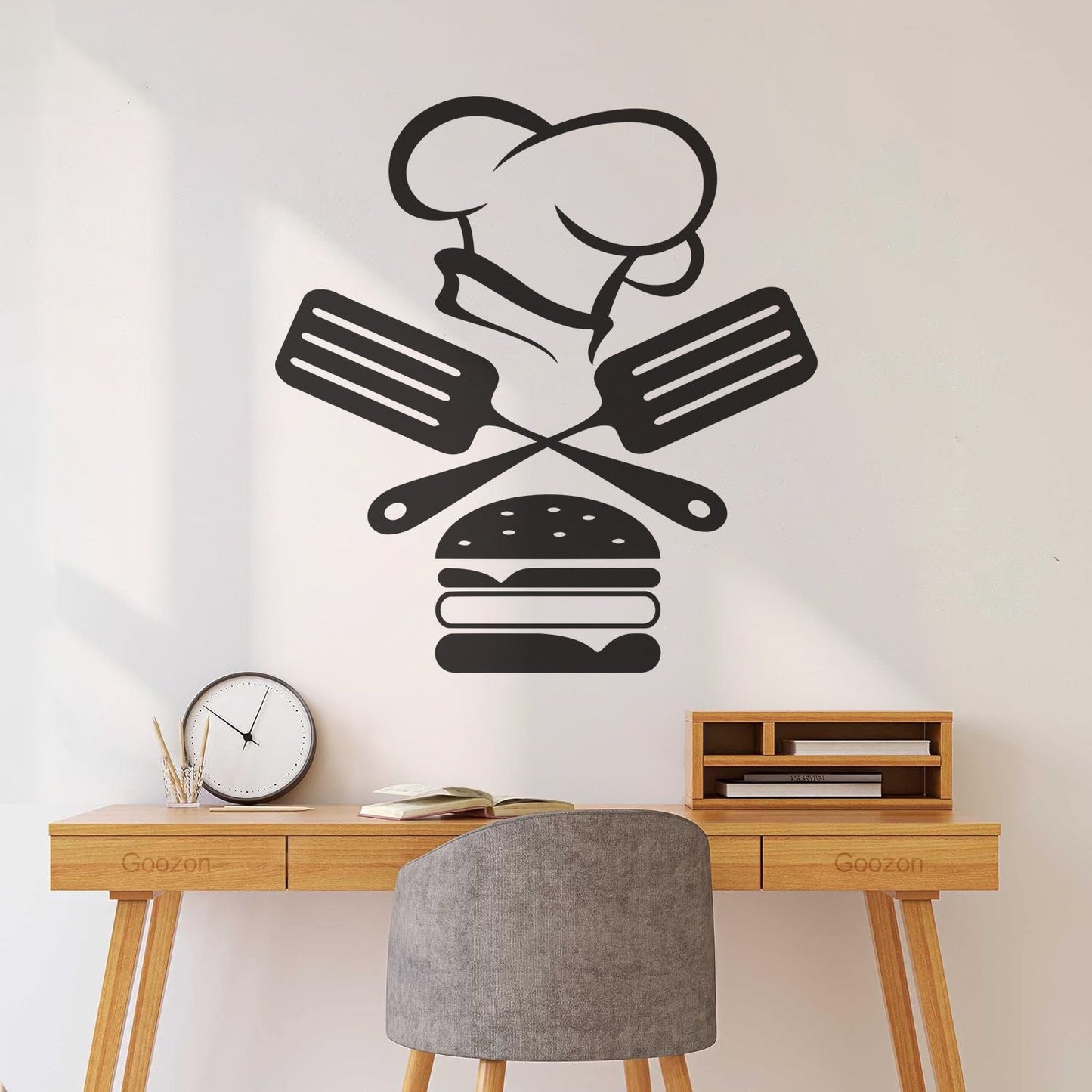 Mural And Wall Vinyl Decal Fast Food Restaurant Burger Cap Dining Kitchen Removable Without Leaving Glue