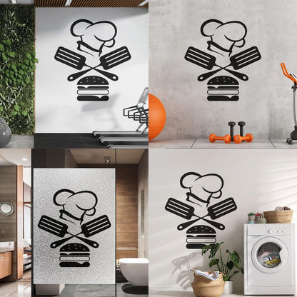 Mural And Wall Vinyl Decal Fast Food Restaurant Burger Cap Dining Kitchen Removable Without Leaving Glue