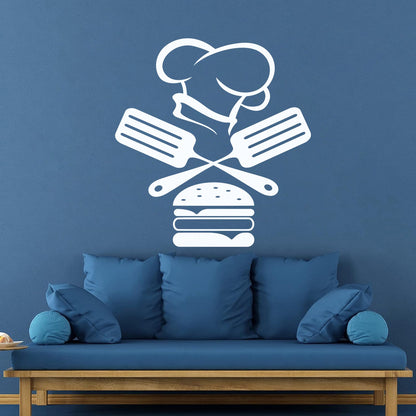 Mural And Wall Vinyl Decal Fast Food Restaurant Burger Cap Dining Kitchen Removable Without Leaving Glue