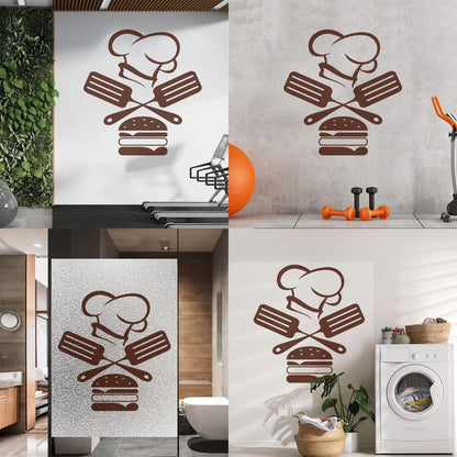 Mural And Wall Vinyl Decal Fast Food Restaurant Burger Cap Dining Kitchen Removable Without Leaving Glue