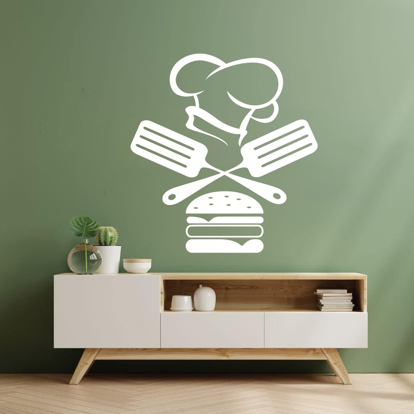 Mural And Wall Vinyl Decal Fast Food Restaurant Burger Cap Dining Kitchen Removable Without Leaving Glue