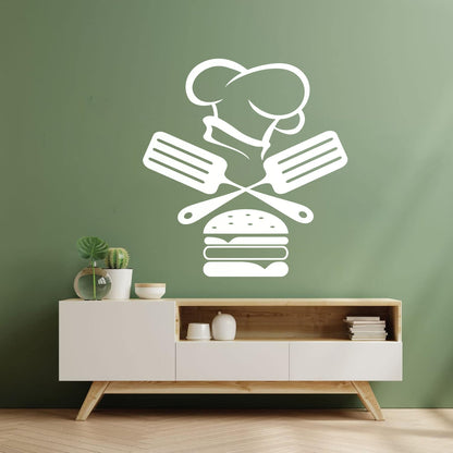 Mural And Wall Vinyl Decal Fast Food Restaurant Burger Cap Dining Kitchen Removable Without Leaving Glue