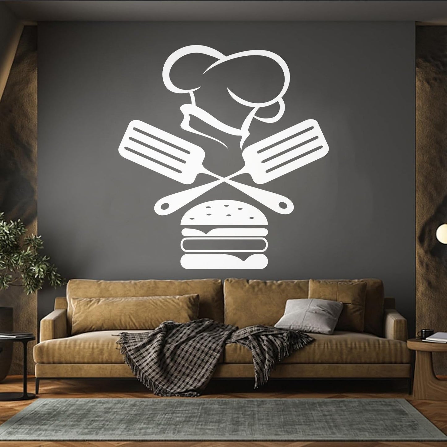 Mural And Wall Vinyl Decal Fast Food Restaurant Burger Cap Dining Kitchen Removable Without Leaving Glue