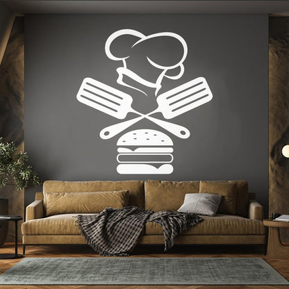 Mural And Wall Vinyl Decal Fast Food Restaurant Burger Cap Dining Kitchen Removable Without Leaving Glue