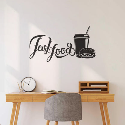 Wall Stickers Paster Paper Fast Food Restaurant Cafe Burger Soda Drink Self Adhesive