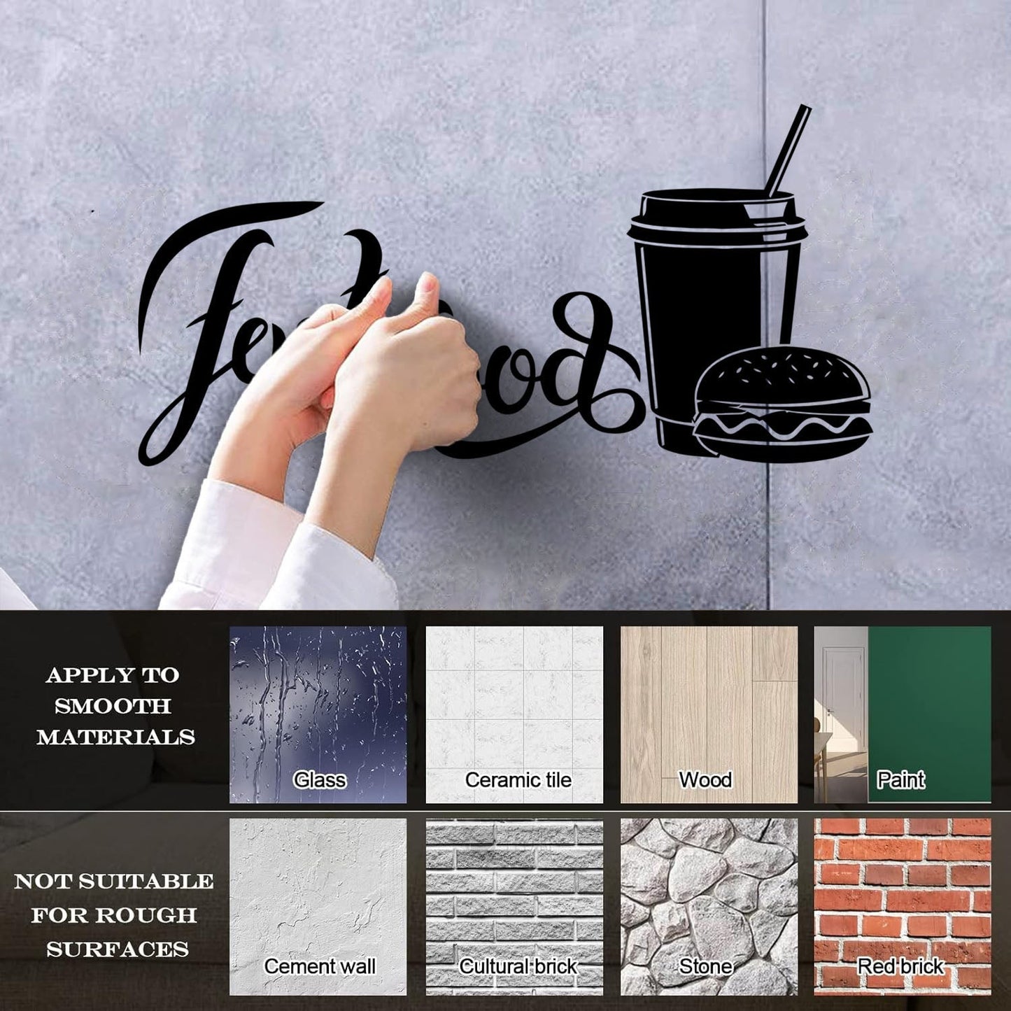 Wall Stickers Paster Paper Fast Food Restaurant Cafe Burger Soda Drink Self Adhesive