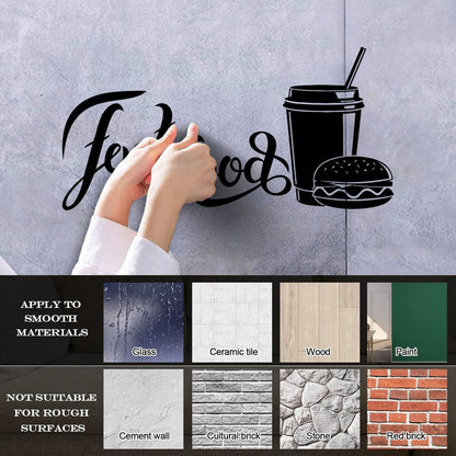 Wall Stickers Paster Paper Fast Food Restaurant Cafe Burger Soda Drink Self Adhesive