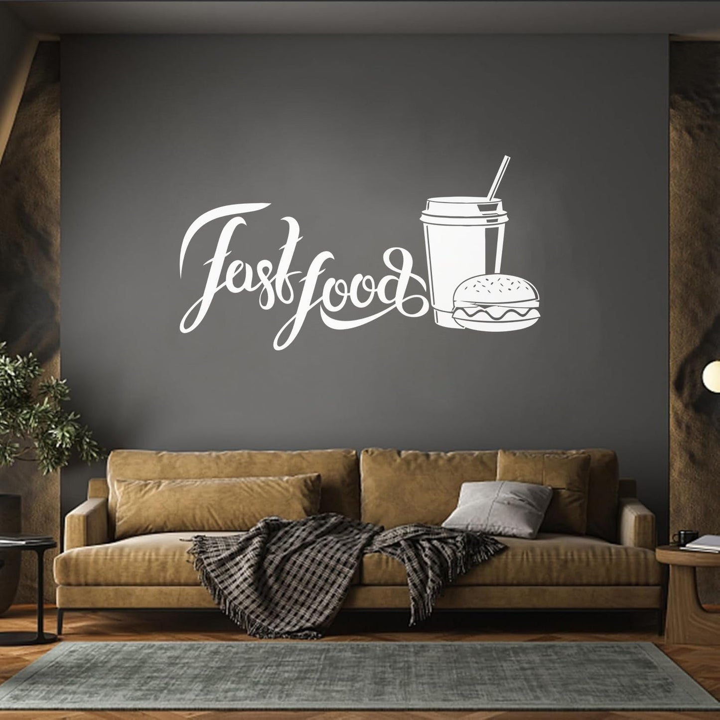 Wall Stickers Paster Paper Fast Food Restaurant Cafe Burger Soda Drink Self Adhesive