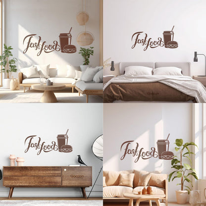 Wall Stickers Paster Paper Fast Food Restaurant Cafe Burger Soda Drink Self Adhesive