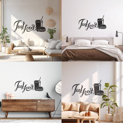 Wall Stickers Paster Paper Fast Food Restaurant Cafe Burger Soda Drink Self Adhesive