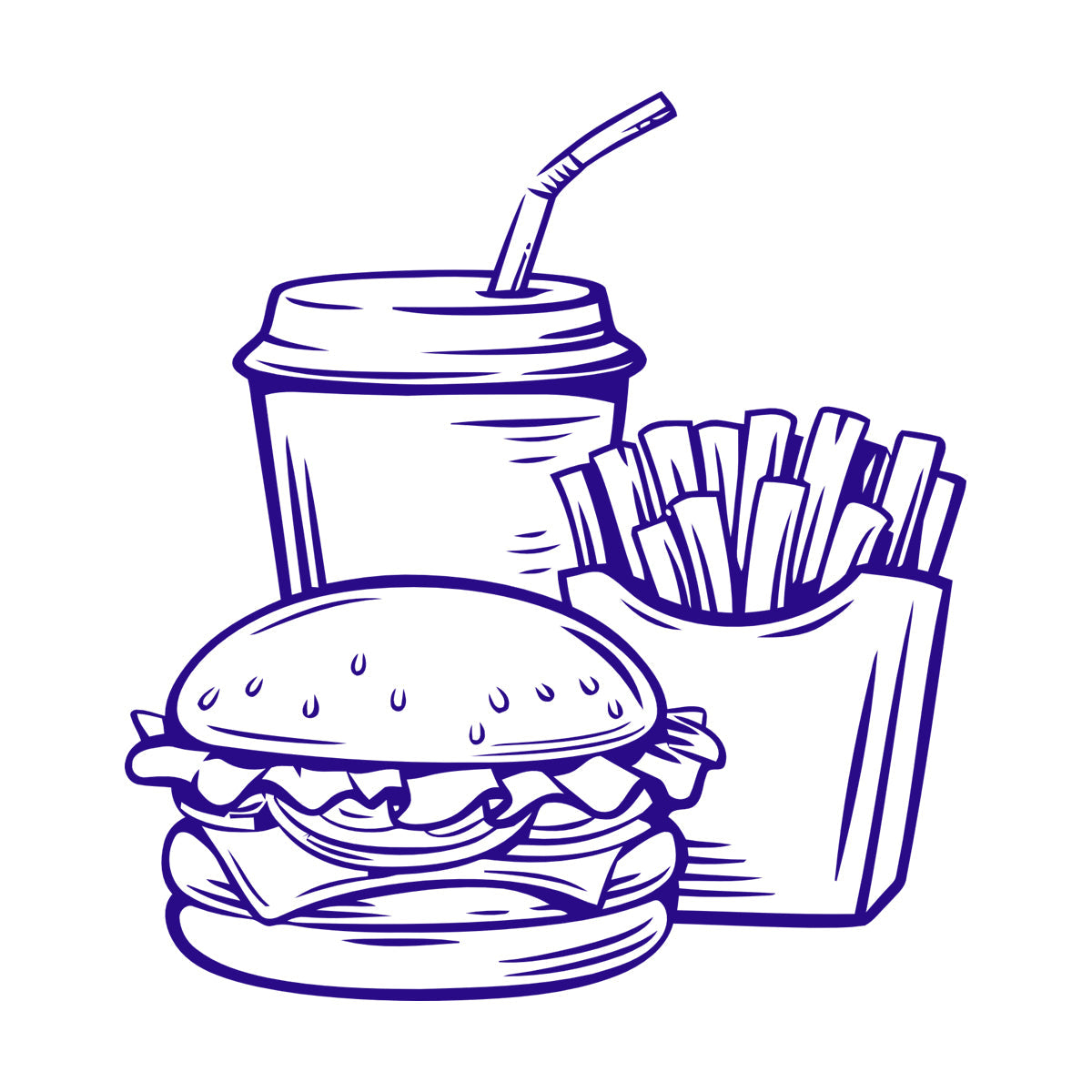 Wall Vinyl Sticker Decor Fast Food Soda Burger Drink French Fries Do Not Damage The Wall Surface