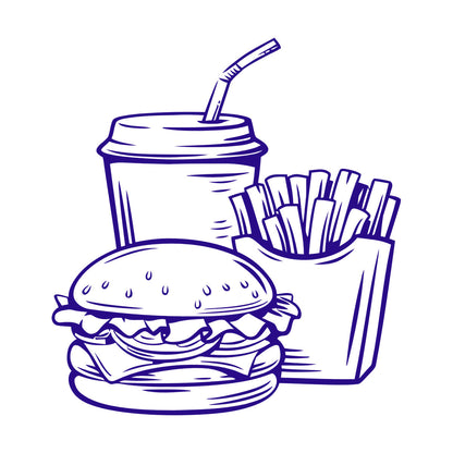 Wall Vinyl Sticker Decor Fast Food Soda Burger Drink French Fries Do Not Damage The Wall Surface