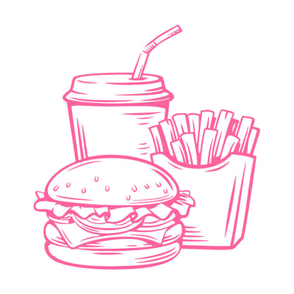 Wall Vinyl Sticker Decor Fast Food Soda Burger Drink French Fries Do Not Damage The Wall Surface