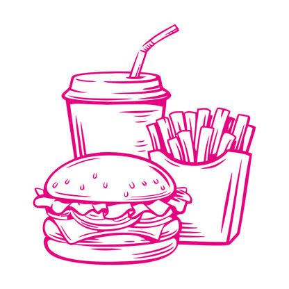 Wall Vinyl Sticker Decor Fast Food Soda Burger Drink French Fries Do Not Damage The Wall Surface