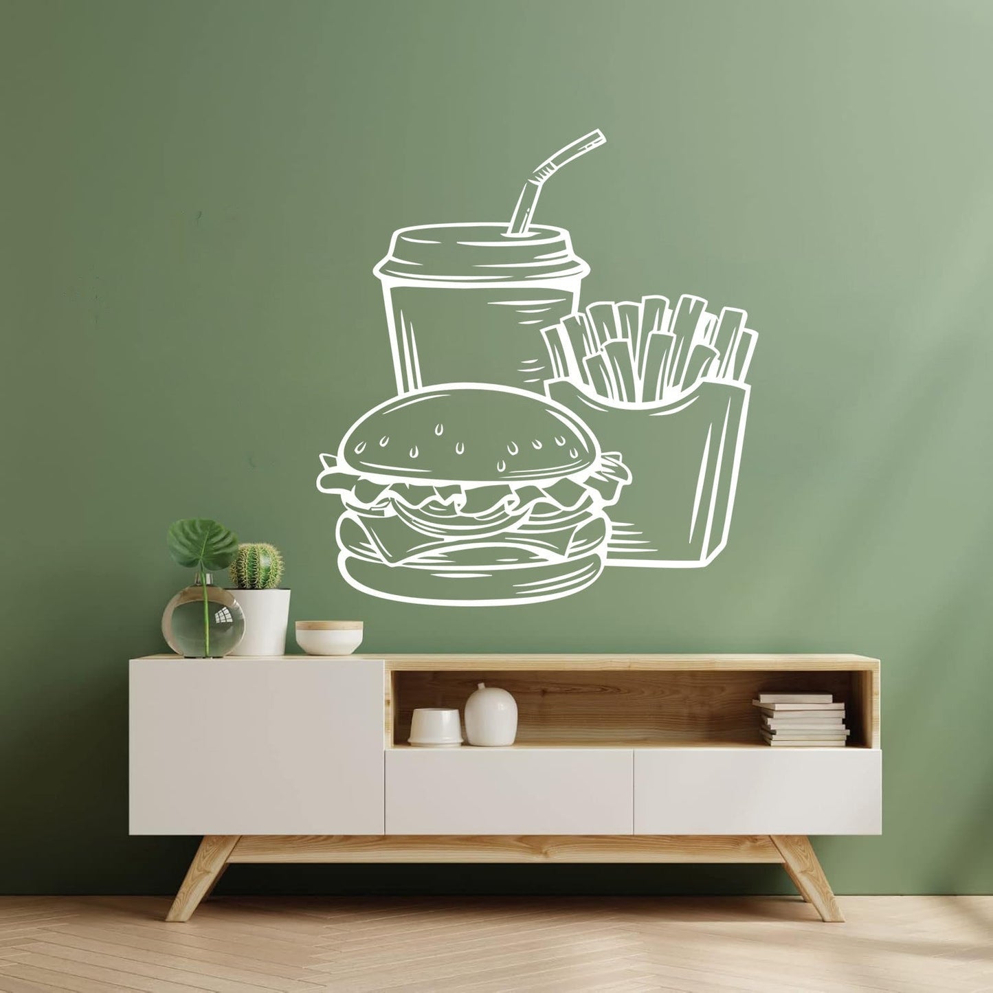 Wall Vinyl Sticker Decor Fast Food Soda Burger Drink French Fries Do Not Damage The Wall Surface