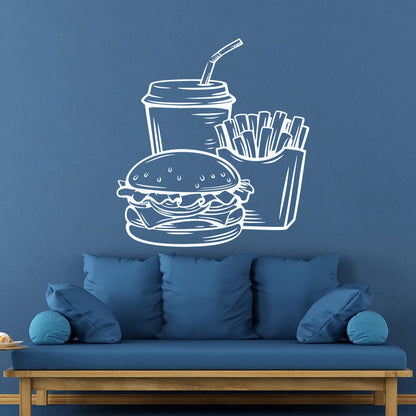 Wall Vinyl Sticker Decor Fast Food Soda Burger Drink French Fries Do Not Damage The Wall Surface