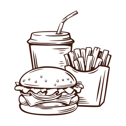 Wall Vinyl Sticker Decor Fast Food Soda Burger Drink French Fries Do Not Damage The Wall Surface