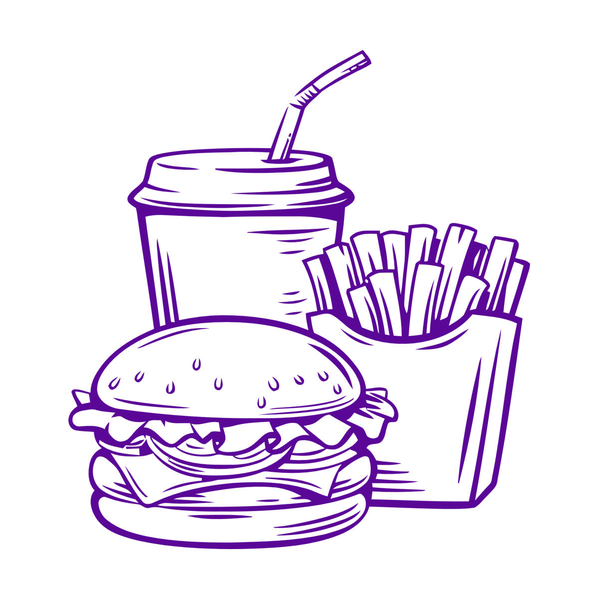 Wall Vinyl Sticker Decor Fast Food Soda Burger Drink French Fries Do Not Damage The Wall Surface