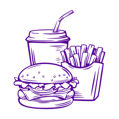Wall Vinyl Sticker Decor Fast Food Soda Burger Drink French Fries Do Not Damage The Wall Surface