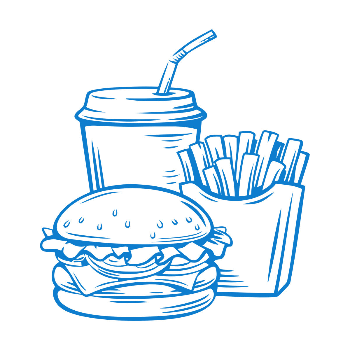 Wall Vinyl Sticker Decor Fast Food Soda Burger Drink French Fries Do Not Damage The Wall Surface