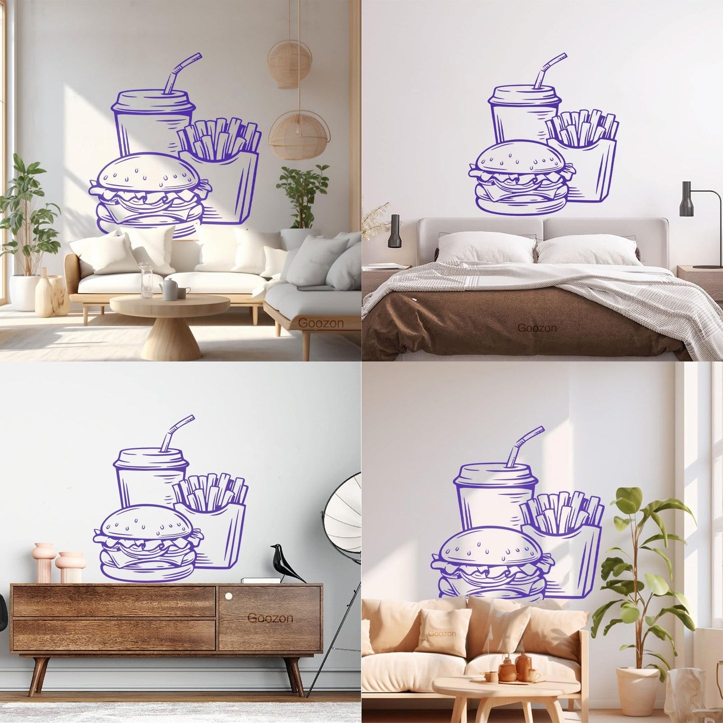 Wall Vinyl Sticker Decor Fast Food Soda Burger Drink French Fries Do Not Damage The Wall Surface