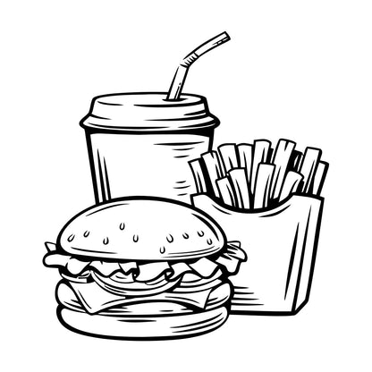 Wall Vinyl Sticker Decor Fast Food Soda Burger Drink French Fries Do Not Damage The Wall Surface