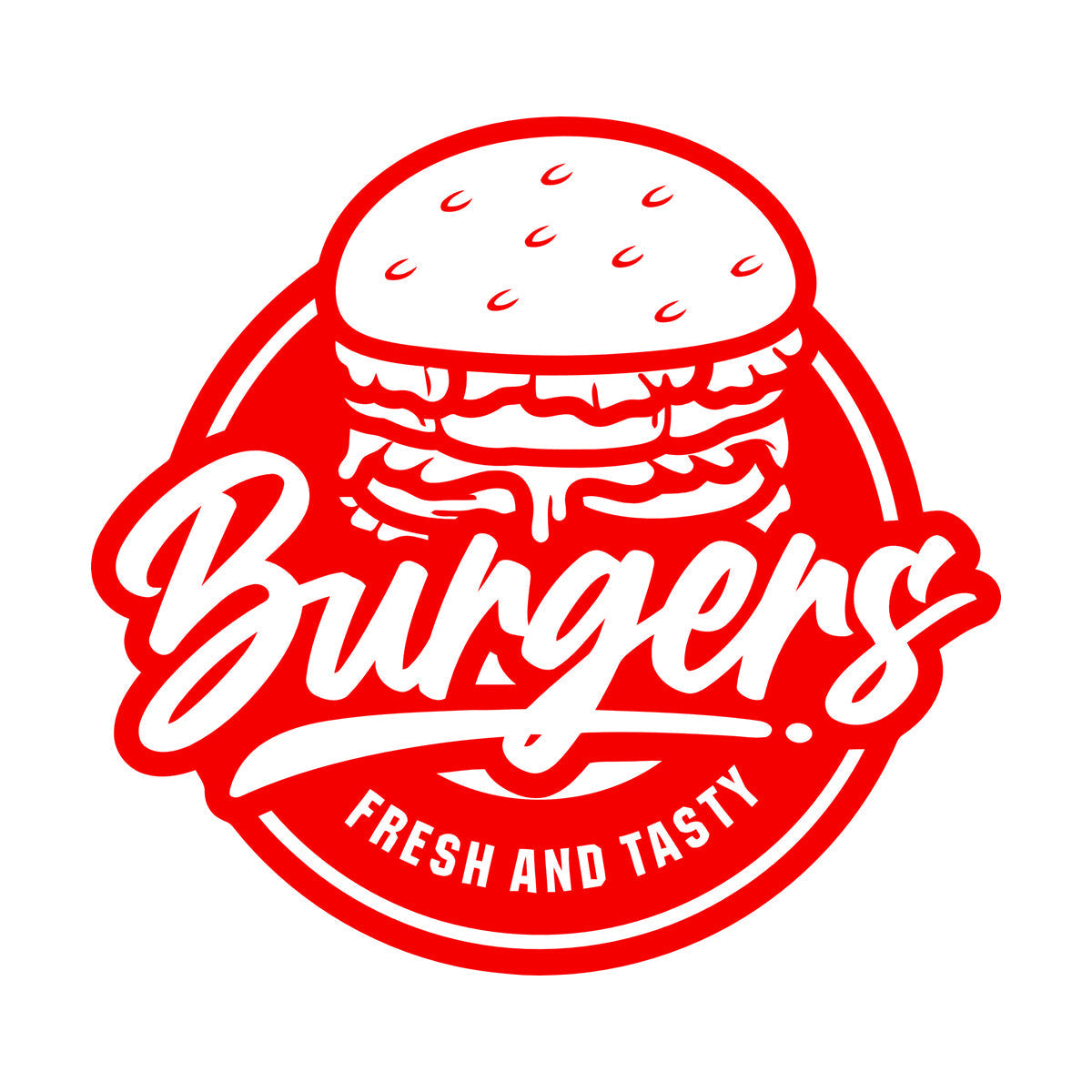 Fine Carving Stickers Fresh Tasty Burger Fast Food Cafe Restaurant Multi Color Selection