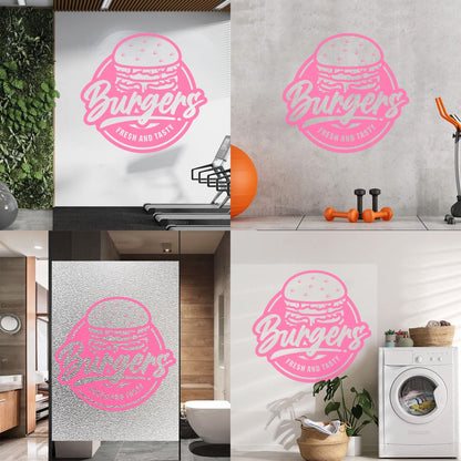 Fine Carving Stickers Fresh Tasty Burger Fast Food Cafe Restaurant Multi Color Selection