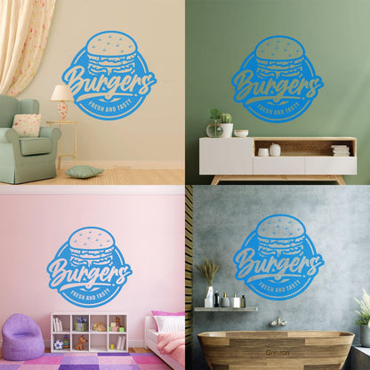 Fine Carving Stickers Fresh Tasty Burger Fast Food Cafe Restaurant Multi Color Selection