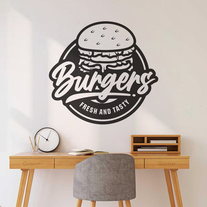 Fine Carving Stickers Fresh Tasty Burger Fast Food Cafe Restaurant Multi Color Selection