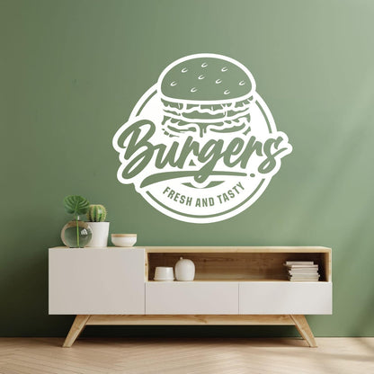 Fine Carving Stickers Fresh Tasty Burger Fast Food Cafe Restaurant Multi Color Selection