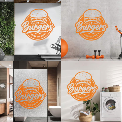 Fine Carving Stickers Fresh Tasty Burger Fast Food Cafe Restaurant Multi Color Selection