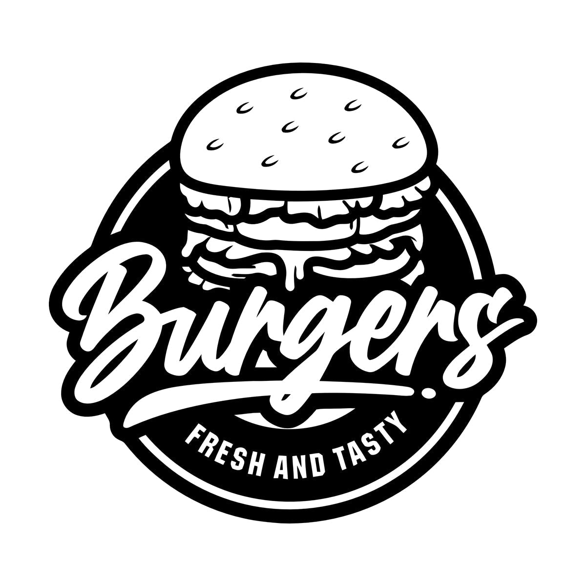 Fine Carving Stickers Fresh Tasty Burger Fast Food Cafe Restaurant Multi Color Selection