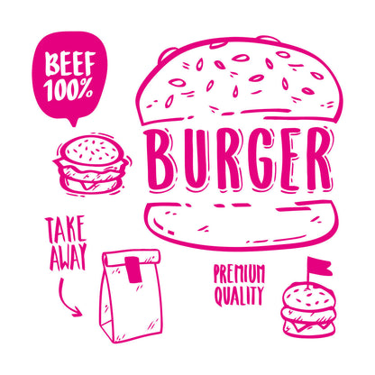 Hamburger Fast Food Premium Quality Beef Meat Wall Stickers Equipped With Transfer Film Kit