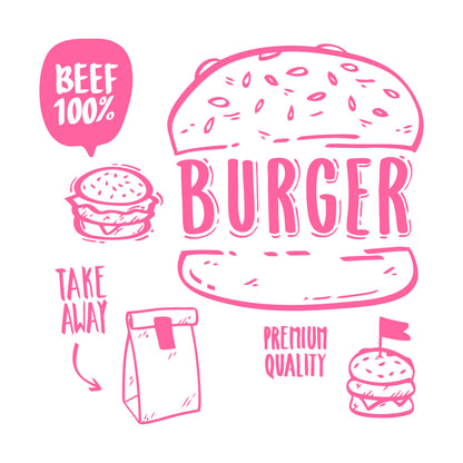 Hamburger Fast Food Premium Quality Beef Meat Wall Stickers Equipped With Transfer Film Kit