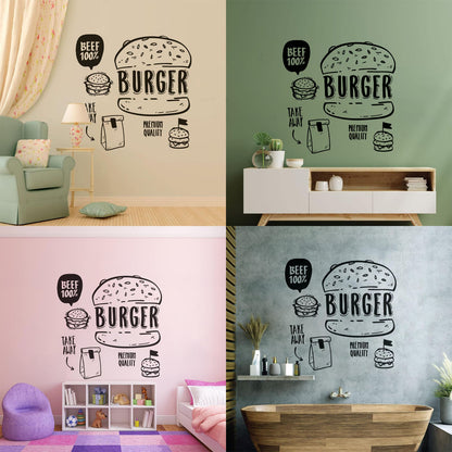 Hamburger Fast Food Premium Quality Beef Meat Wall Stickers Equipped With Transfer Film Kit