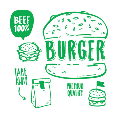 Hamburger Fast Food Premium Quality Beef Meat Wall Stickers Equipped With Transfer Film Kit