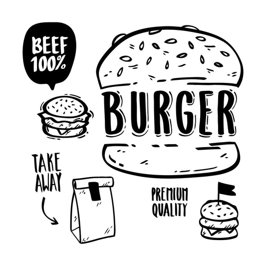 Hamburger Fast Food Premium Quality Beef Meat Wall Stickers Equipped With Transfer Film Kit