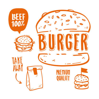Hamburger Fast Food Premium Quality Beef Meat Wall Stickers Equipped With Transfer Film Kit