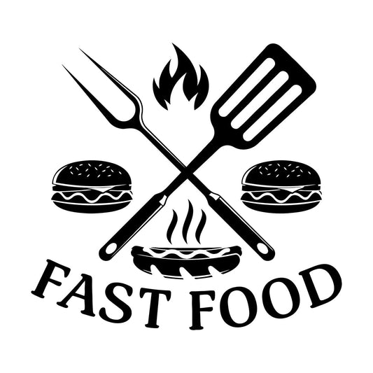 Fine Carving Decals Hamburger Rapid Delicious Food Restaurant Easy Installation