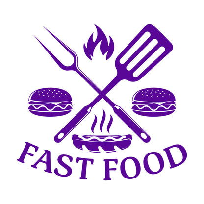 Fine Carving Decals Hamburger Rapid Delicious Food Restaurant Easy Installation
