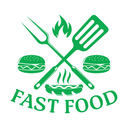 Fine Carving Decals Hamburger Rapid Delicious Food Restaurant Easy Installation