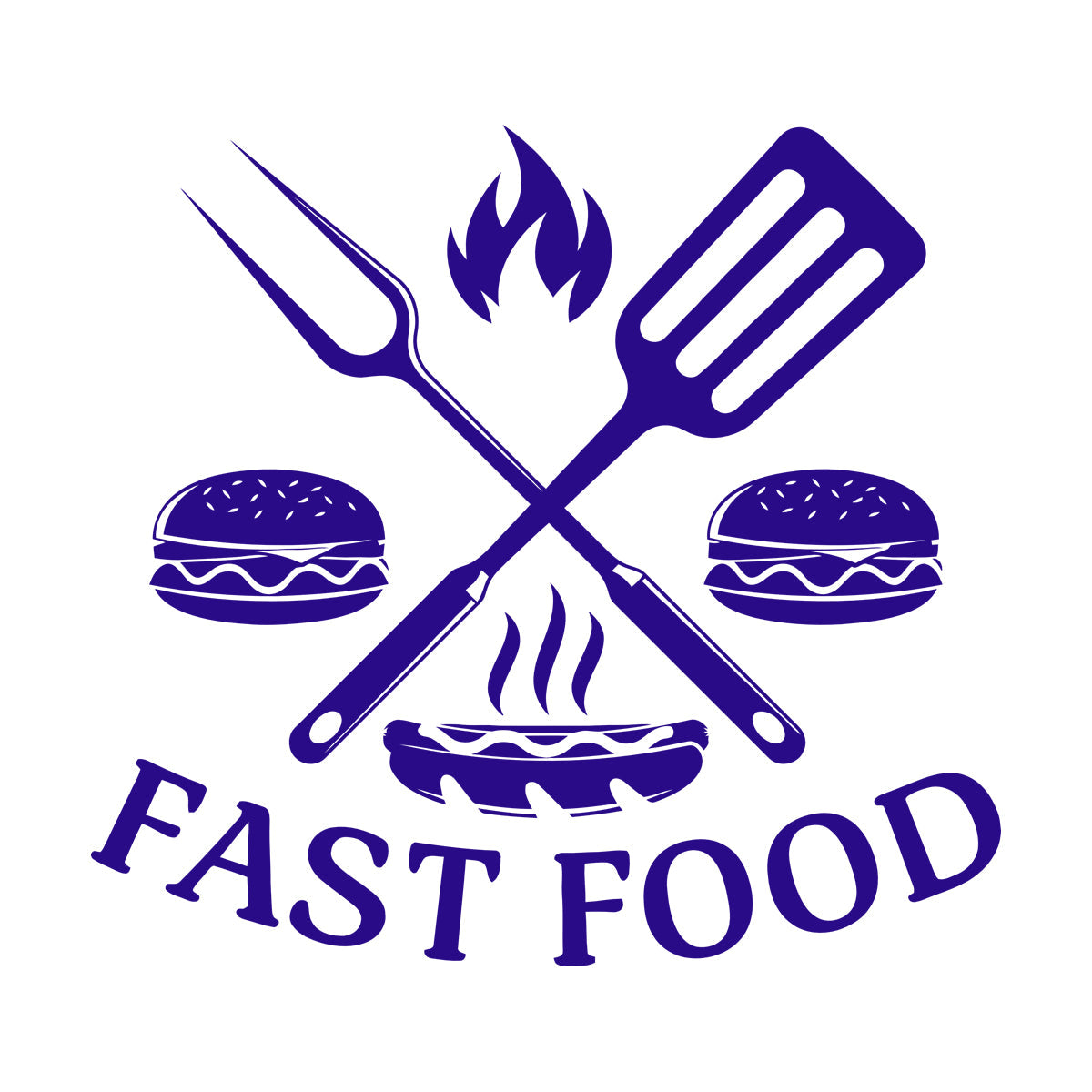 Fine Carving Decals Hamburger Rapid Delicious Food Restaurant Easy Installation