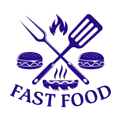 Fine Carving Decals Hamburger Rapid Delicious Food Restaurant Easy Installation