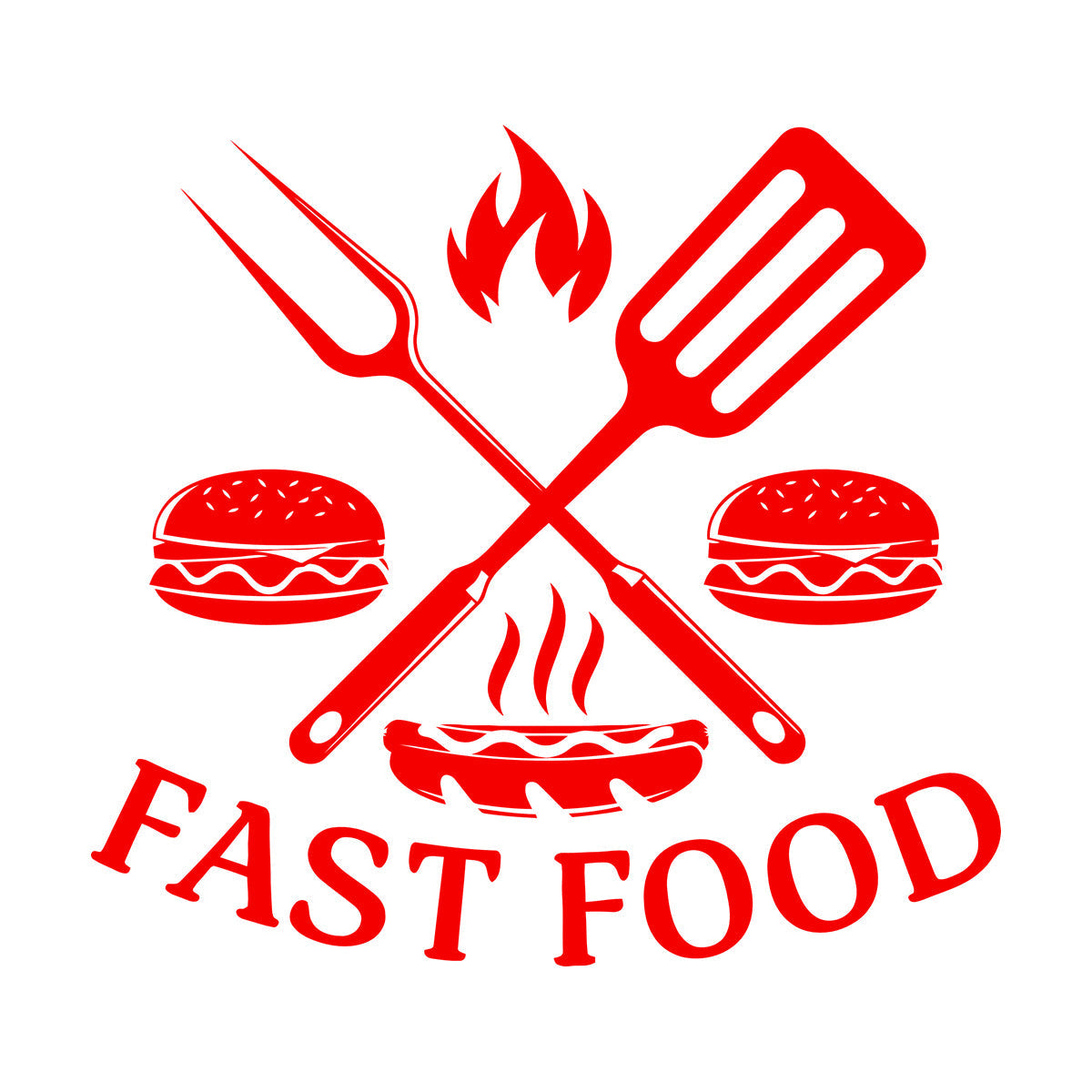 Fine Carving Decals Hamburger Rapid Delicious Food Restaurant Easy Installation
