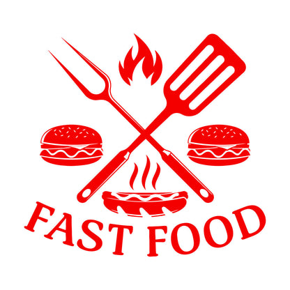 Fine Carving Decals Hamburger Rapid Delicious Food Restaurant Easy Installation