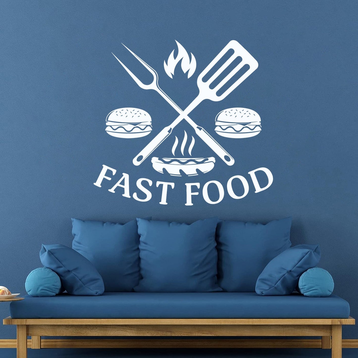 Fine Carving Decals Hamburger Rapid Delicious Food Restaurant Easy Installation