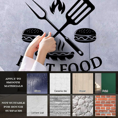 Fine Carving Decals Hamburger Rapid Delicious Food Restaurant Easy Installation