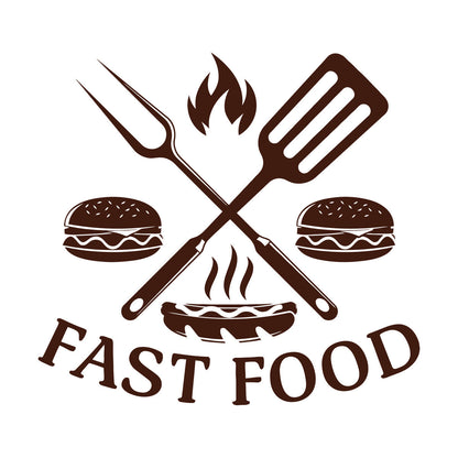 Fine Carving Decals Hamburger Rapid Delicious Food Restaurant Easy Installation