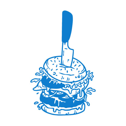 Vinyl Art Sticker Hamburger With Knife Amazing Burger Street Fast Food Art Mural Painting